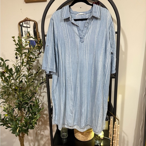 giving kale Blue Striped Women's Dress 100% cotton - Picture 1 of 6